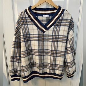 K. S Be Your Style Plaid V Neck Sweater Size 11
